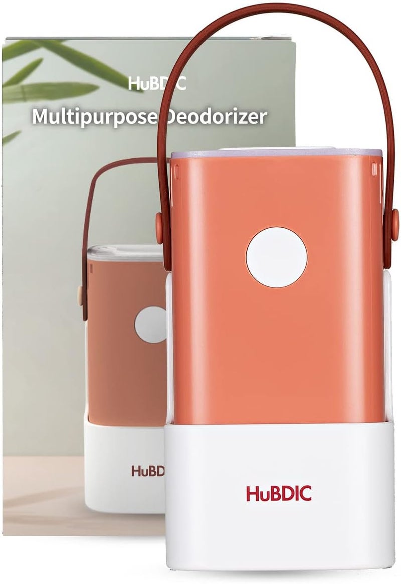 Hubdic منقي الهواء المحمول الصغير HubiCare - بدون سلك ولا يحتاج إلى فلتر HEPA ويزيل الروائح - للسيارات، فضلات الحيوانات الأليفة، وخزانة الأحذية (وردي) - Image 1